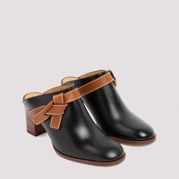 Women's Black and Brown Loewe Mule Clogs - Picture 3 of 8